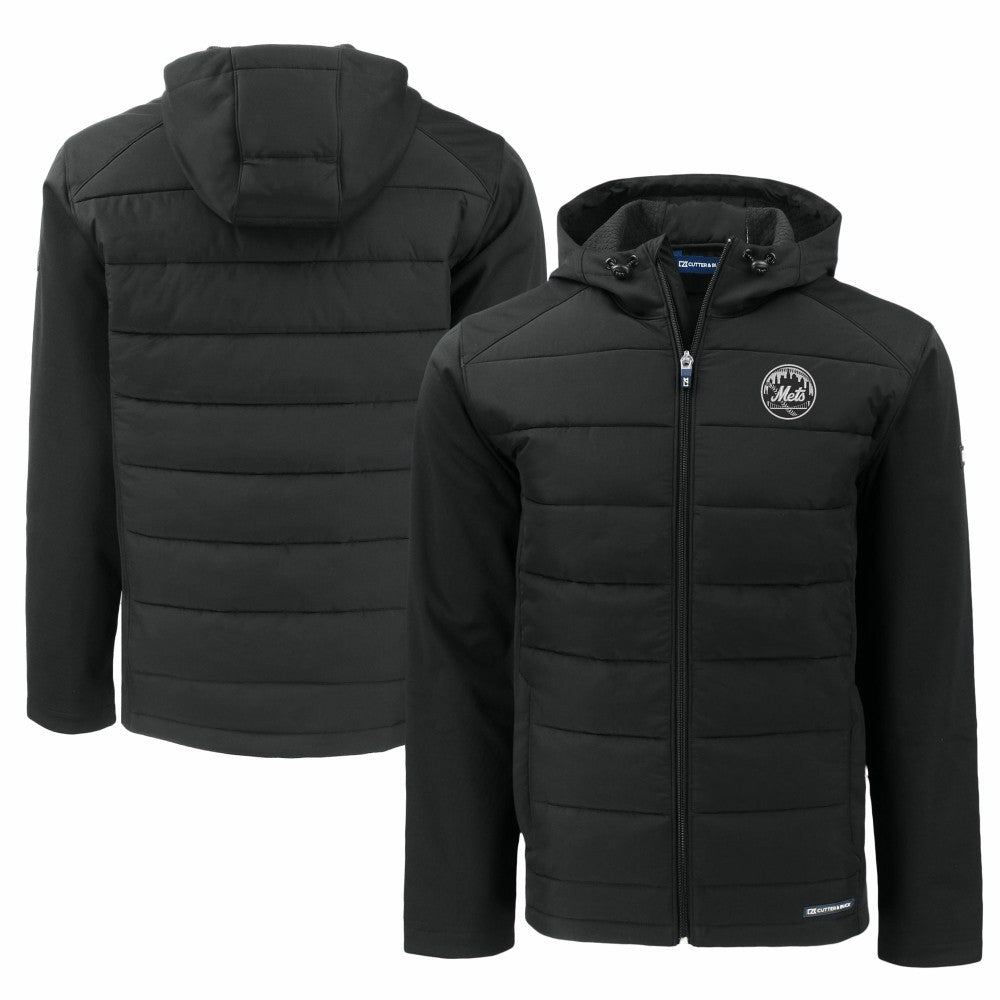 New York Mets Cutter & Buck Big & Tall Evoke Hybrid Eco Softshell Recycled Full-Zip Hooded PrimaLoft Jacket Online