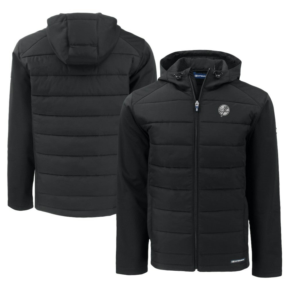 New York Yankees Cutter & Buck Big & Tall Evoke Hybrid Eco Softshell Recycled Full-Zip Hooded PrimaLoft Jacket Sale