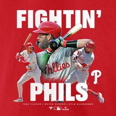 Trea Turner, Bryce Harper, & Kyle Schwarber Philadelphia Phillies Fightin Phils T-Shirt Lifestyle