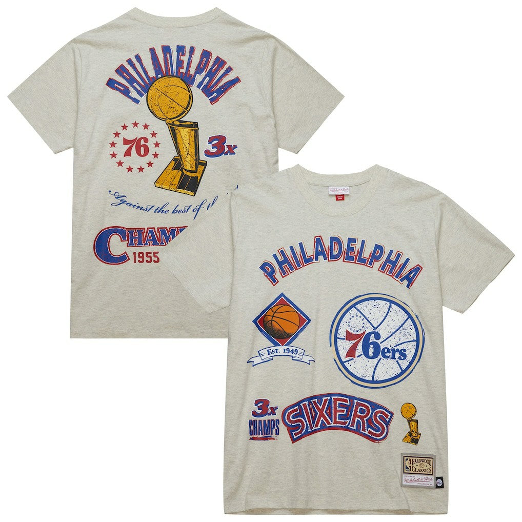 Mitchell & Ness - Philadelphia 76ers Hardwood Classics Legacy Defined Retro Championship T-Shirt - Oatmeal