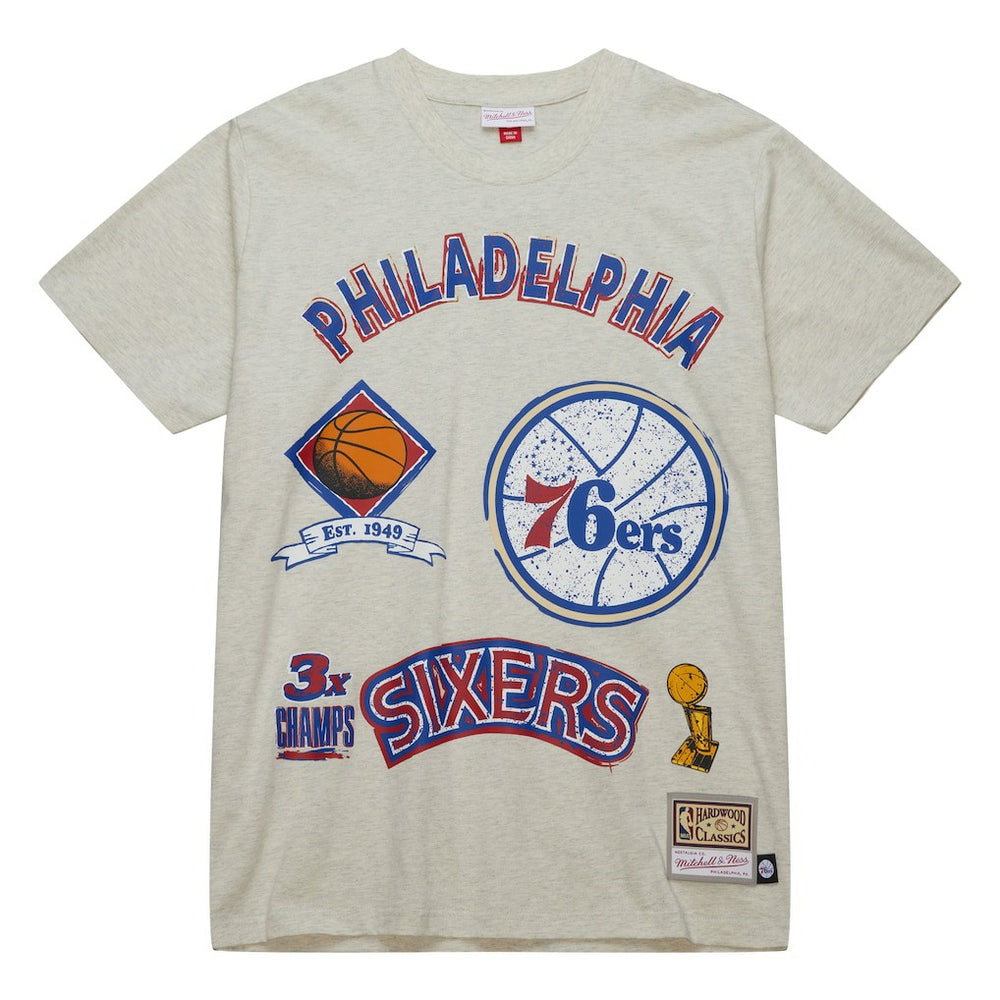 Mitchell & Ness - Philadelphia 76ers Hardwood Classics Legacy Defined Retro Championship T-Shirt - Oatmeal