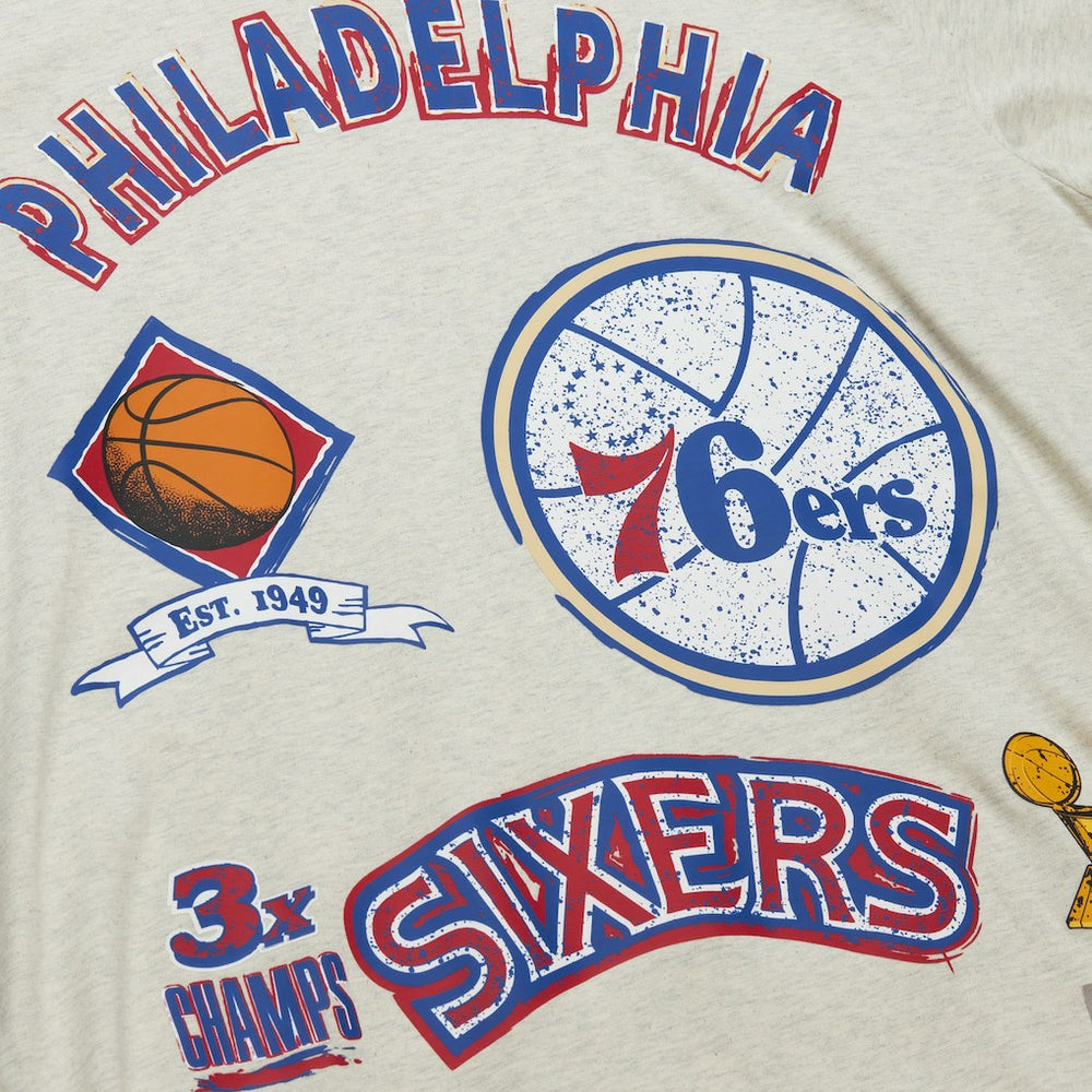 Mitchell & Ness - Philadelphia 76ers Hardwood Classics Legacy Defined Retro Championship T-Shirt - Oatmeal