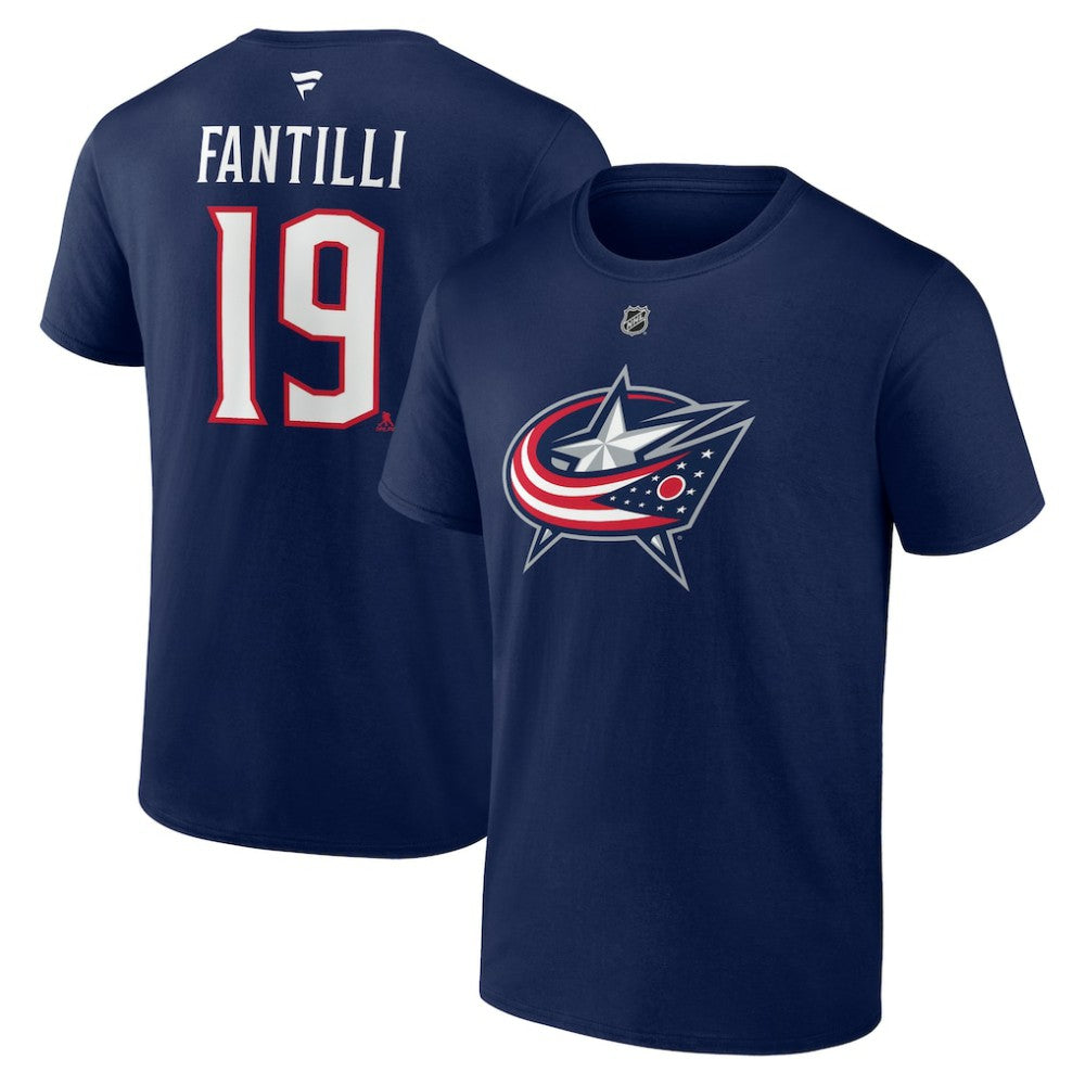 Adam Fantilli Columbus Blue Jackets - Fanatics Authentic Stack Name & Number T-Shirt Navy