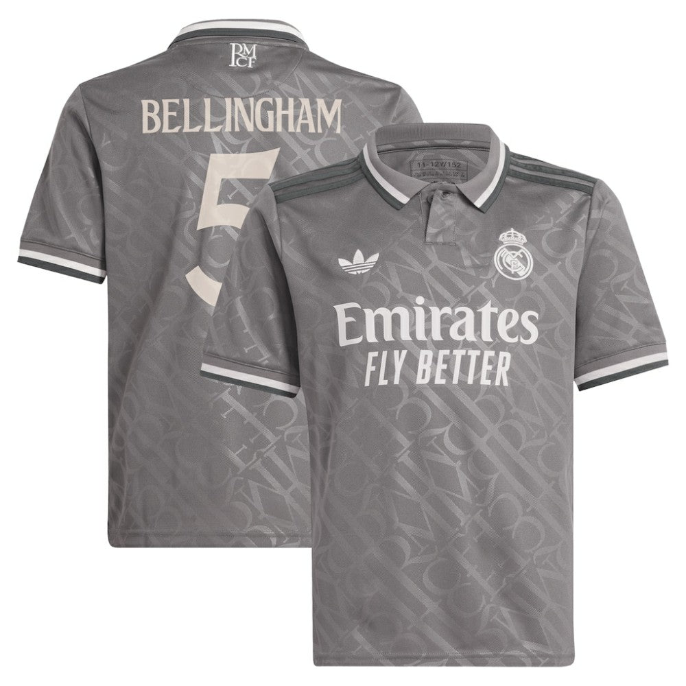 Adidas Jude Bellingham Real Madrid Originals Youth 2024/25 Third Replica Player Jerseys - Charcoal