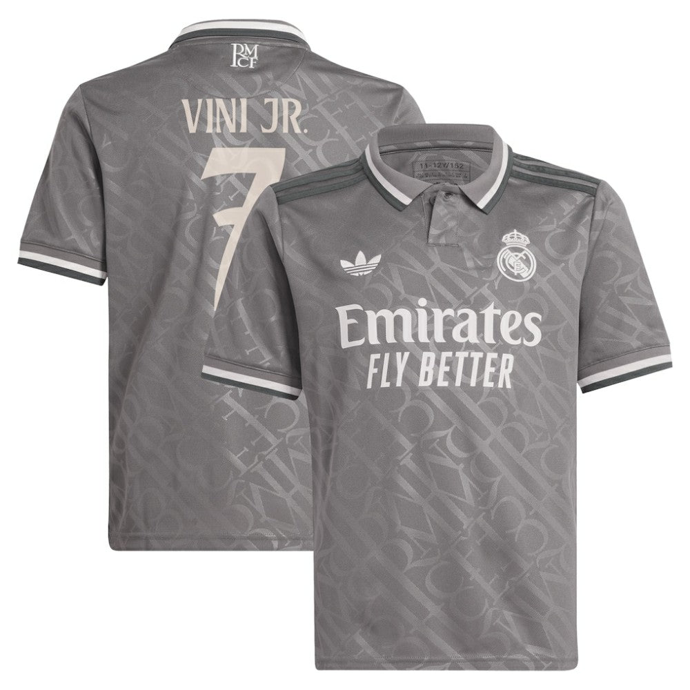 Adidas Vini Jr. Real Madrid Originals Youth 2024/25 Third Replica Player Jerseys - Charcoal