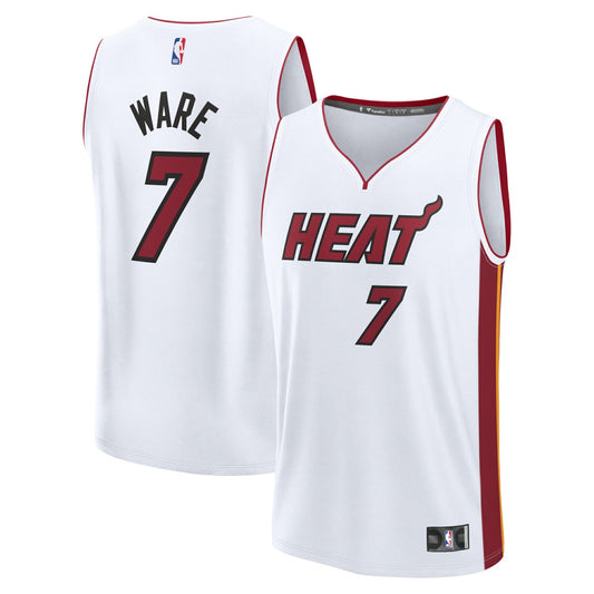 Kel'el Ware Miami Heat Youth Fast Break Replica Player Jersey - Association - White Edition | NBA Jerseys
