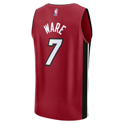 Kel'el Ware Miami Heat Youth Fast Break Player Jersey - Statement Edition - Red | NBA Jerseys