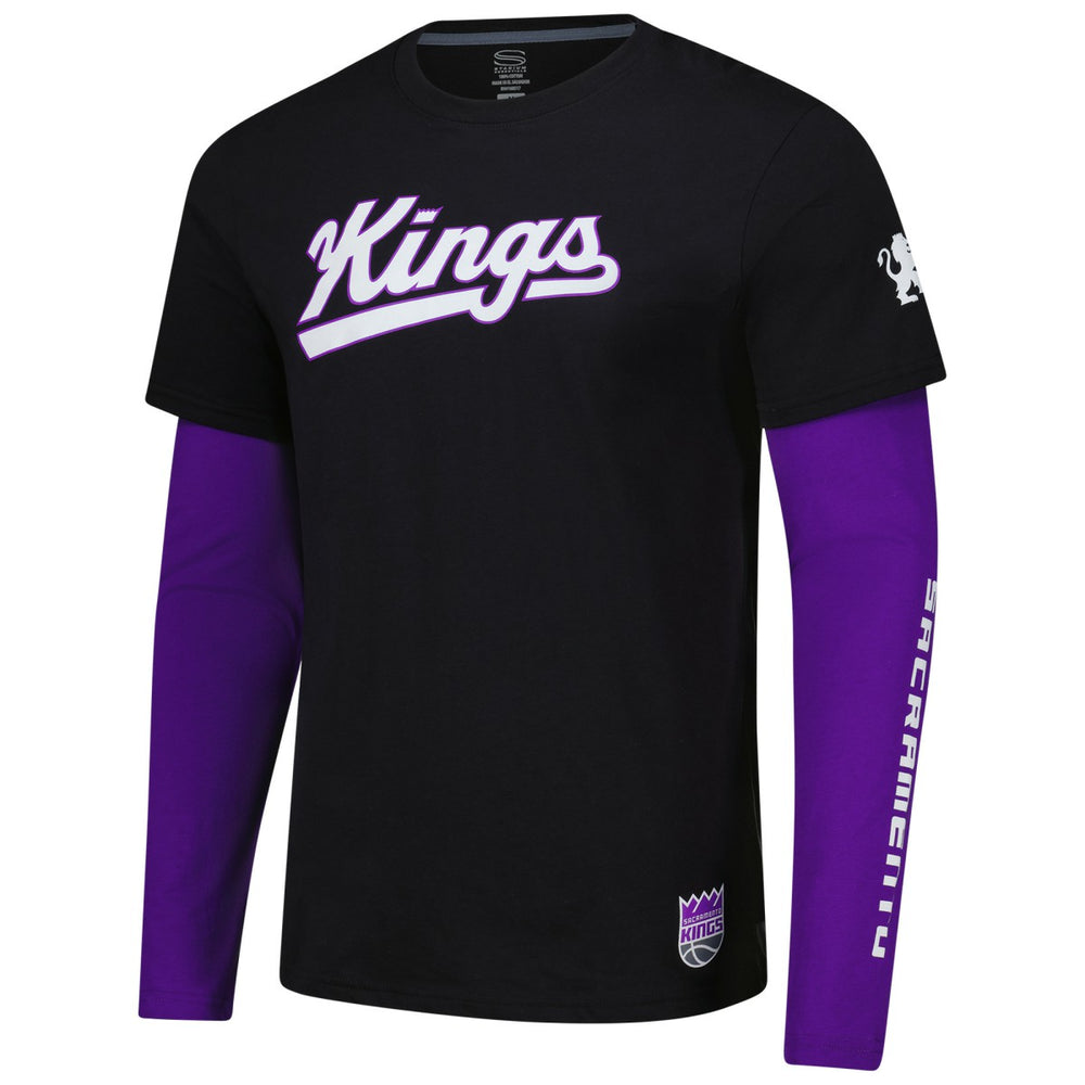 NBA - Sacramento Kings Stadium Essentials Unisex Spectator 2fer Long Sleeve T-Shirt - Black