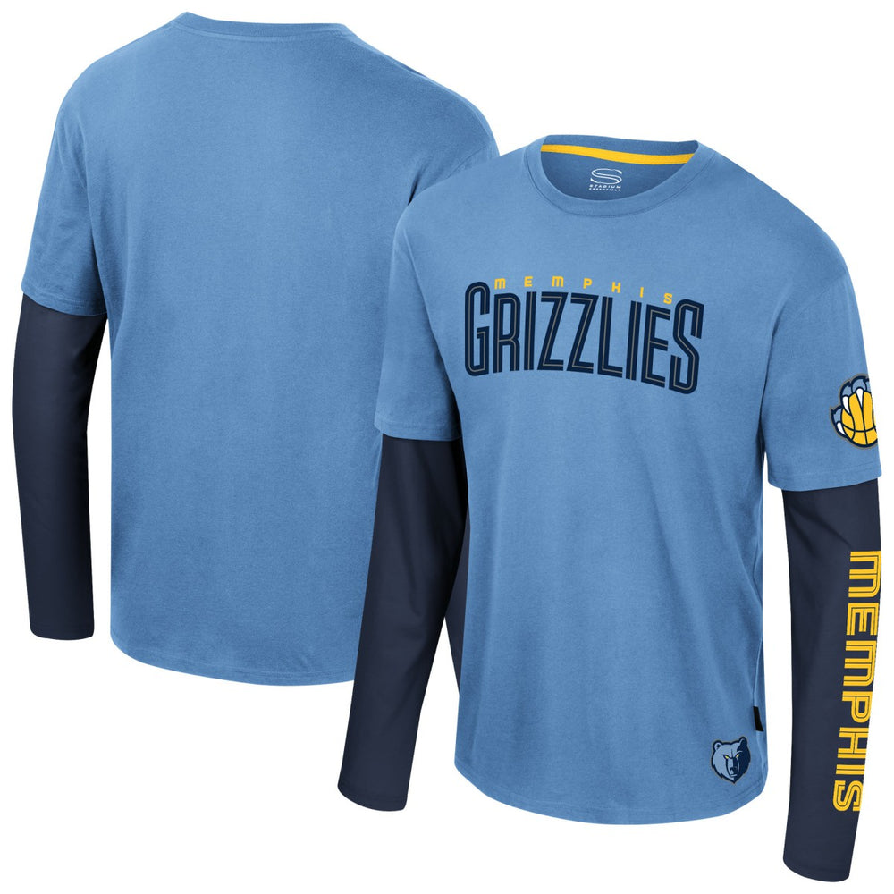 NBA - Memphis Grizzlies Stadium Essentials Unisex Spectator 2fer Long Sleeve T-Shirt - Light Blue
