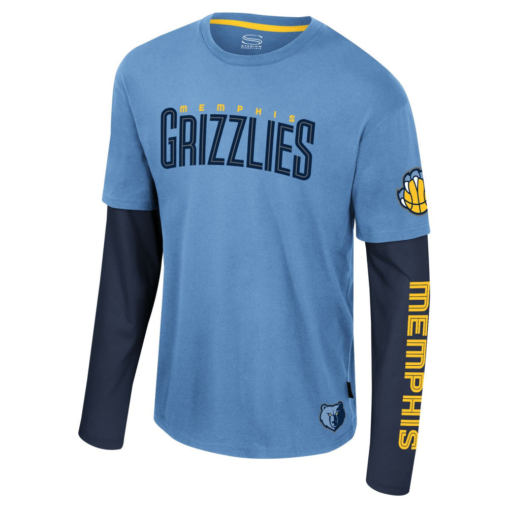NBA - Memphis Grizzlies Stadium Essentials Unisex Spectator 2fer Long Sleeve T-Shirt - Light Blue
