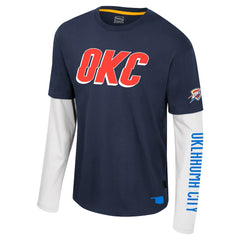 NBA - Oklahoma City Thunder Stadium Essentials Unisex Spectator 2fer Long Sleeve T-Shirt - Navy
