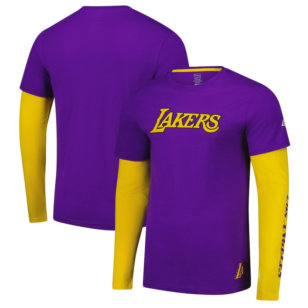 NBA - Los Angeles Lakers Stadium Essentials Unisex Spectator 2fer Long Sleeve T-Shirt - Purple