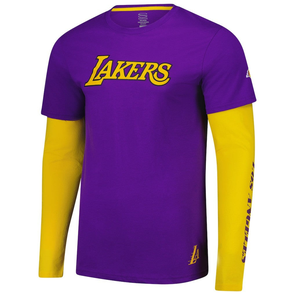 NBA - Los Angeles Lakers Stadium Essentials Unisex Spectator 2fer Long Sleeve T-Shirt - Purple