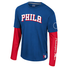 NBA - Philadelphia 76ers Stadium Essentials Unisex Spectator 2fer Long Sleeve T-Shirt - Royal