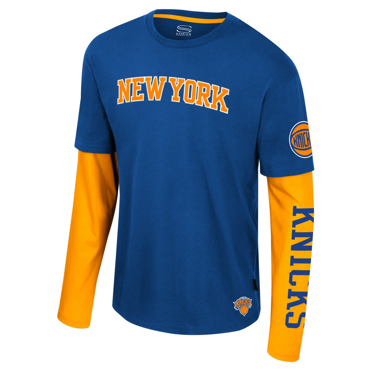 NBA - New York Knicks Stadium Essentials Unisex Spectator 2fer Long Sleeve T-Shirt - Royal