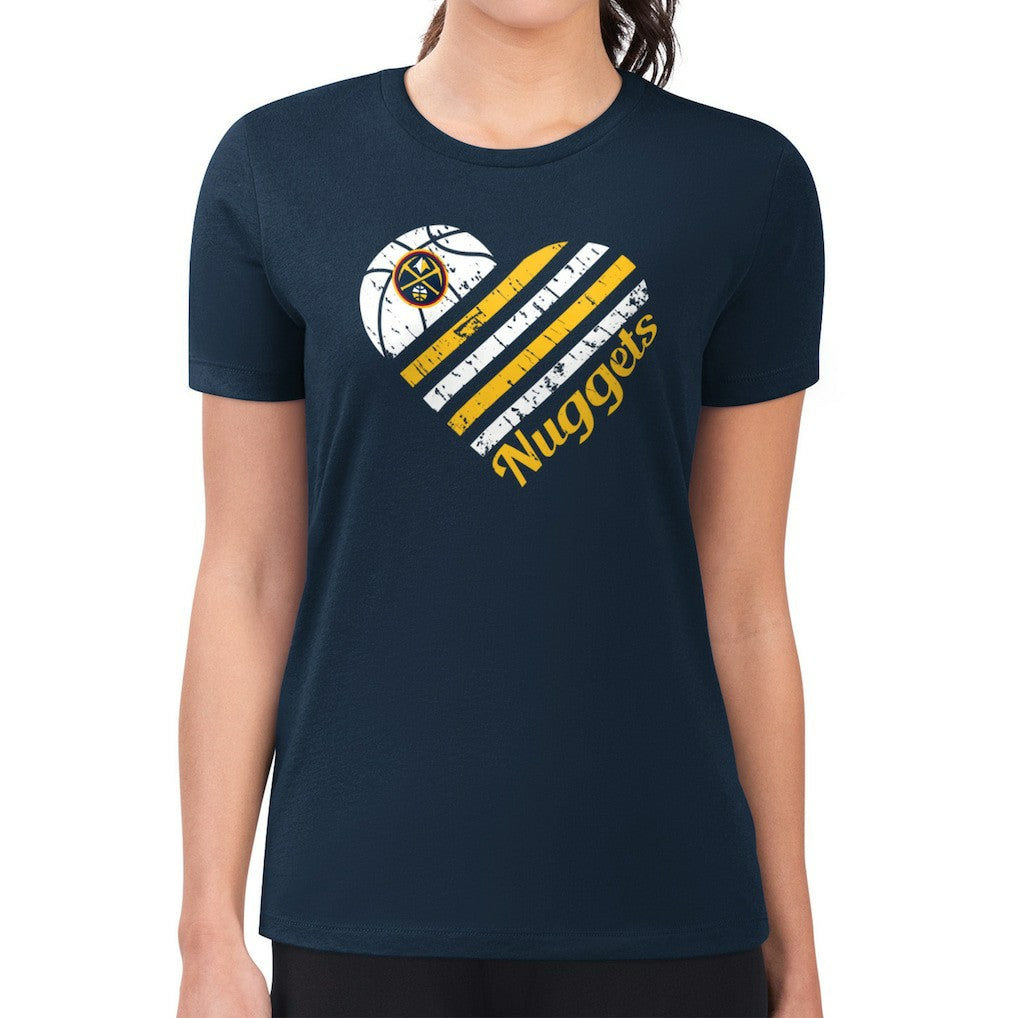 NBA - Denver Nuggets G-III 4Her by Carl Banks Women's Super-Slim Fit Lightweight Heart Team T-Shirt - Navy