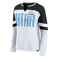 Utah Mammoth - Fanatics Women's Frozen Notch Neck Bi-Blend Long Sleeve T-Shirt White