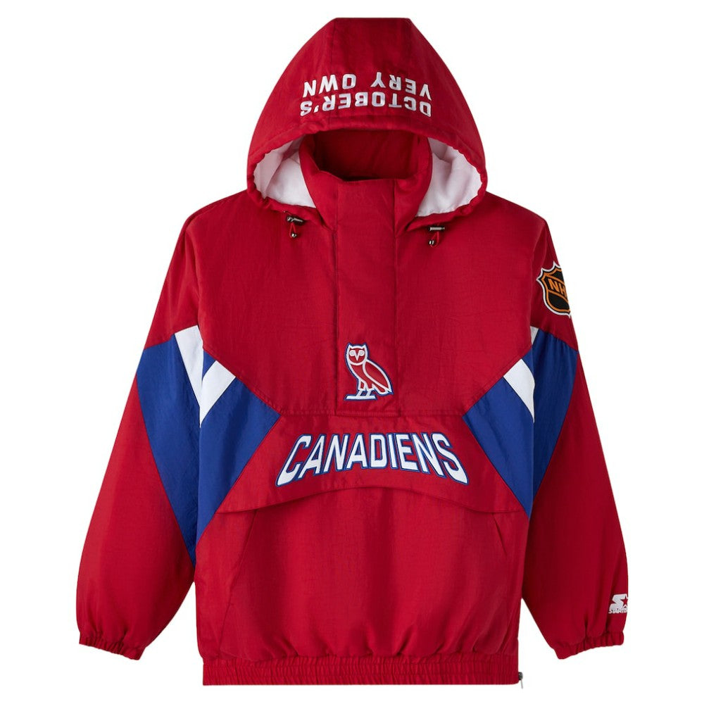 Montreal Canadiens - OVO x Starter Half-Zip Hooded Jacket Red