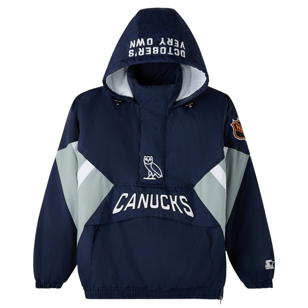 Vancouver Canucks - OVO x Starter Half-Zip Hooded Jacket Blue