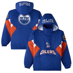 Edmonton Oilers - OVO x Starter Half-Zip Hooded Jacket Royal