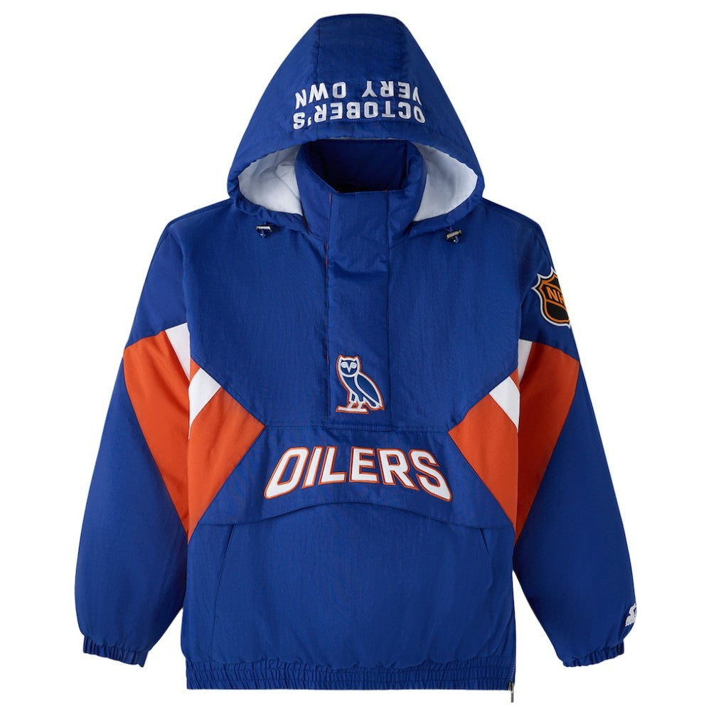 Edmonton Oilers - OVO x Starter Half-Zip Hooded Jacket Royal