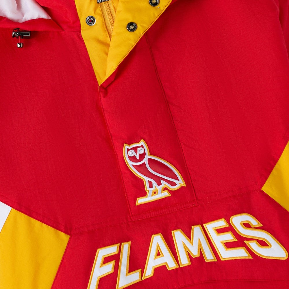 Calgary Flames - OVO x Starter Half-Zip Hooded Jacket Red