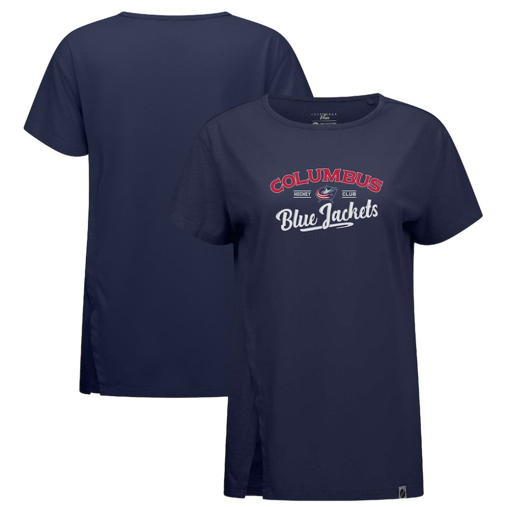 Columbus Blue Jackets - Levelwear Women's Influx Ice Wall T-Shirt Navy