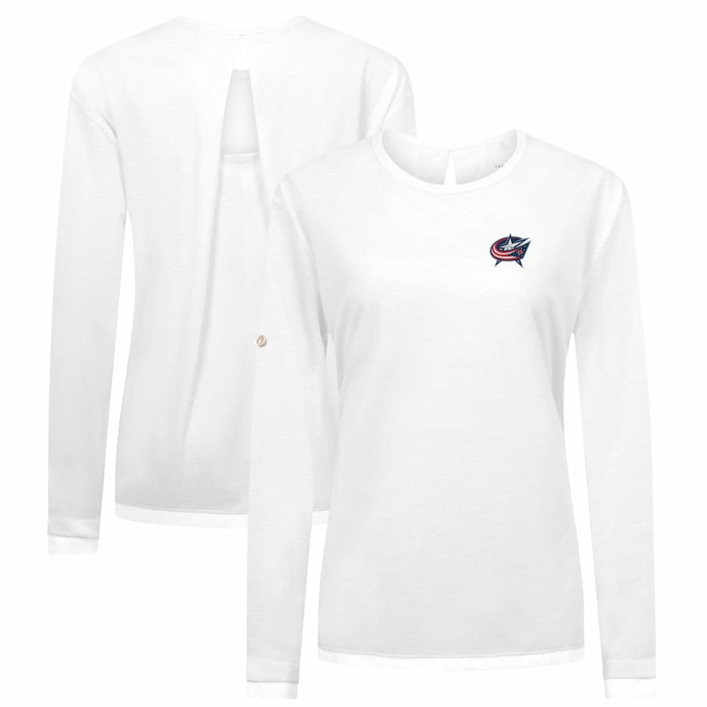 Columbus Blue Jackets - Levelwear Women's Sequoia Primary Logo Long Sleeve T-Shirt White