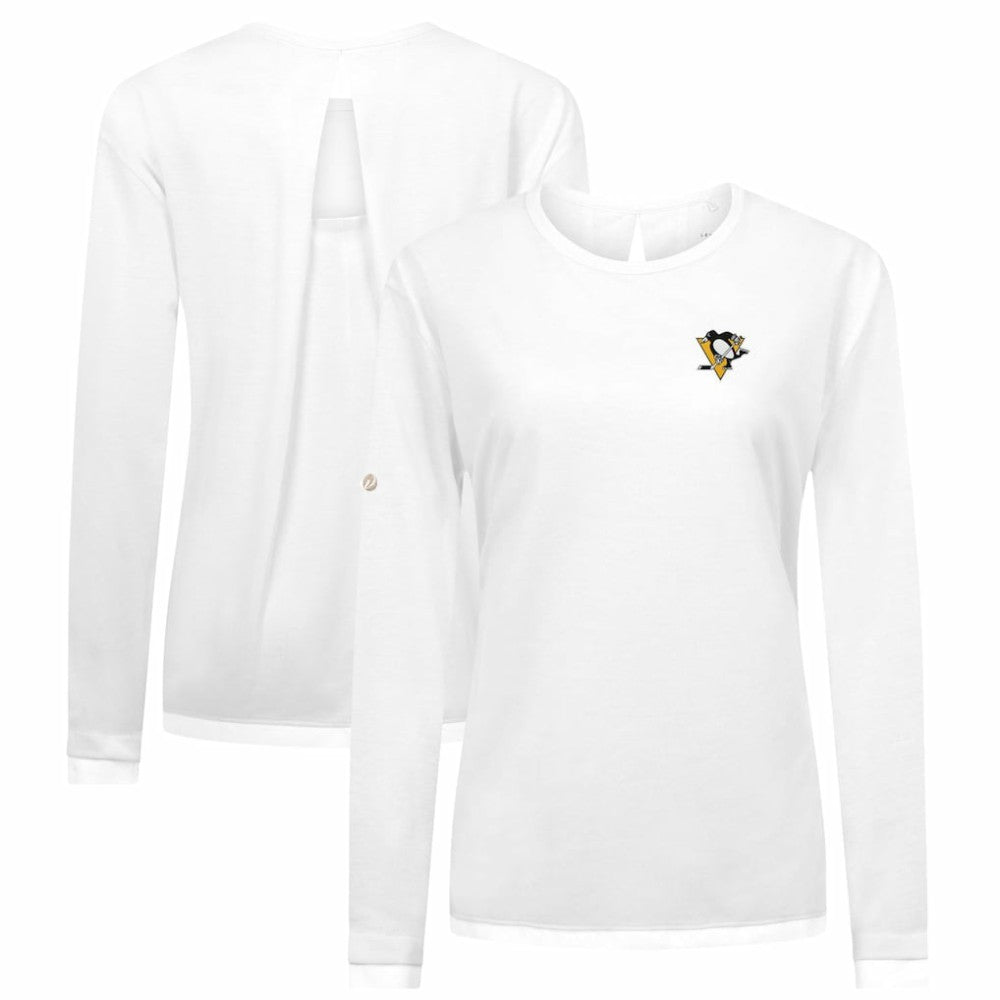 Pittsburgh Penguins Levelwear Women's Sequoia Primary Logo Long Sleeve T-Shirt White