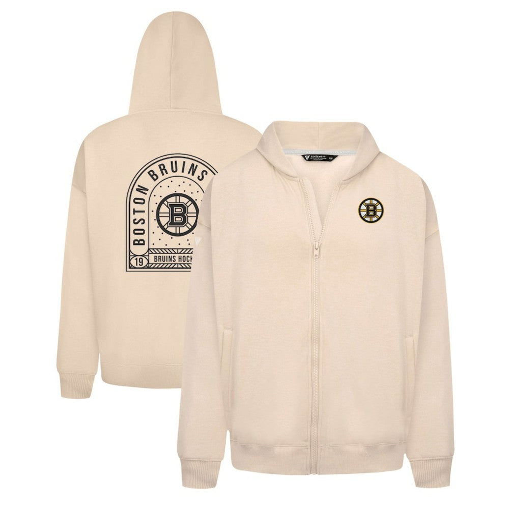 Boston Bruins Levelwear Uphill Stained Glass Full-Zip Hoodie Jacket Khaki