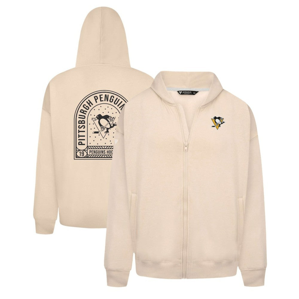 Pittsburgh Penguins Levelwear Uphill Stained Glass Full-Zip Hoodie Jacket Khaki