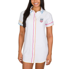 USWNT Concepts Sport Women's Flutter Knit Button-Up Nightshirt - White