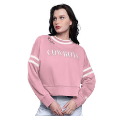 Dallas Cowboys Starter Women's Power Play Cropped Pullover Sweatshirt Pink - NFL