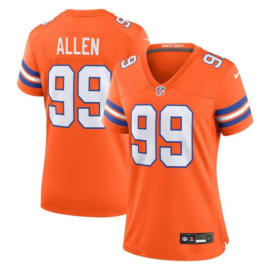 Zach Allen Denver Broncos Women's Mile High Collection 1977 Throwback Player Game Jersey - Orange | NFL Jerseys