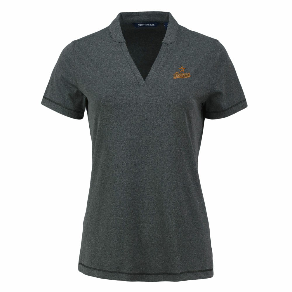 Houston Astros Cutter & Buck Women's Forge Stretch Blade DryTec V-Neck Polo Lifestyle