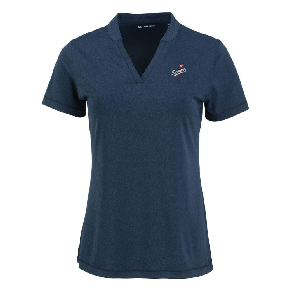Los Angeles Dodgers Cutter & Buck Women's Forge Stretch Blade DryTec V-Neck Polo for sale