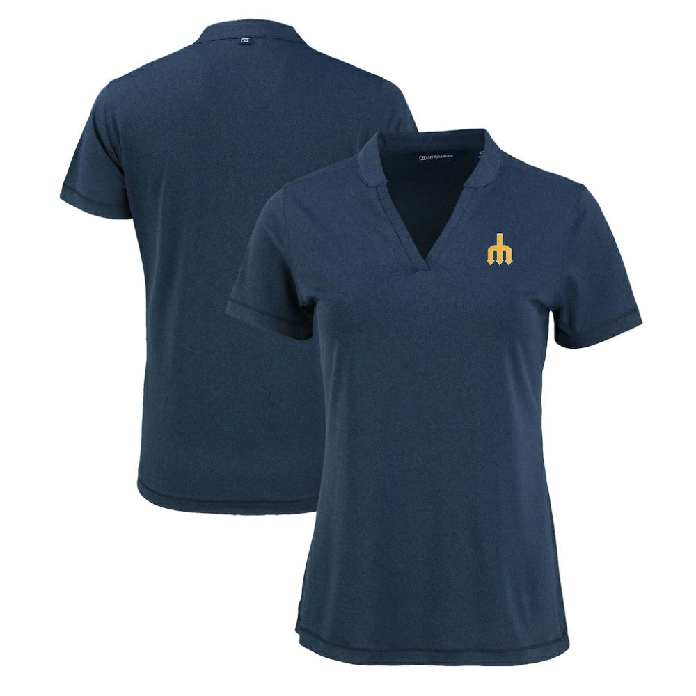Seattle Mariners Cutter & Buck Women's Forge Stretch Blade DryTec V-Neck Polo for sale