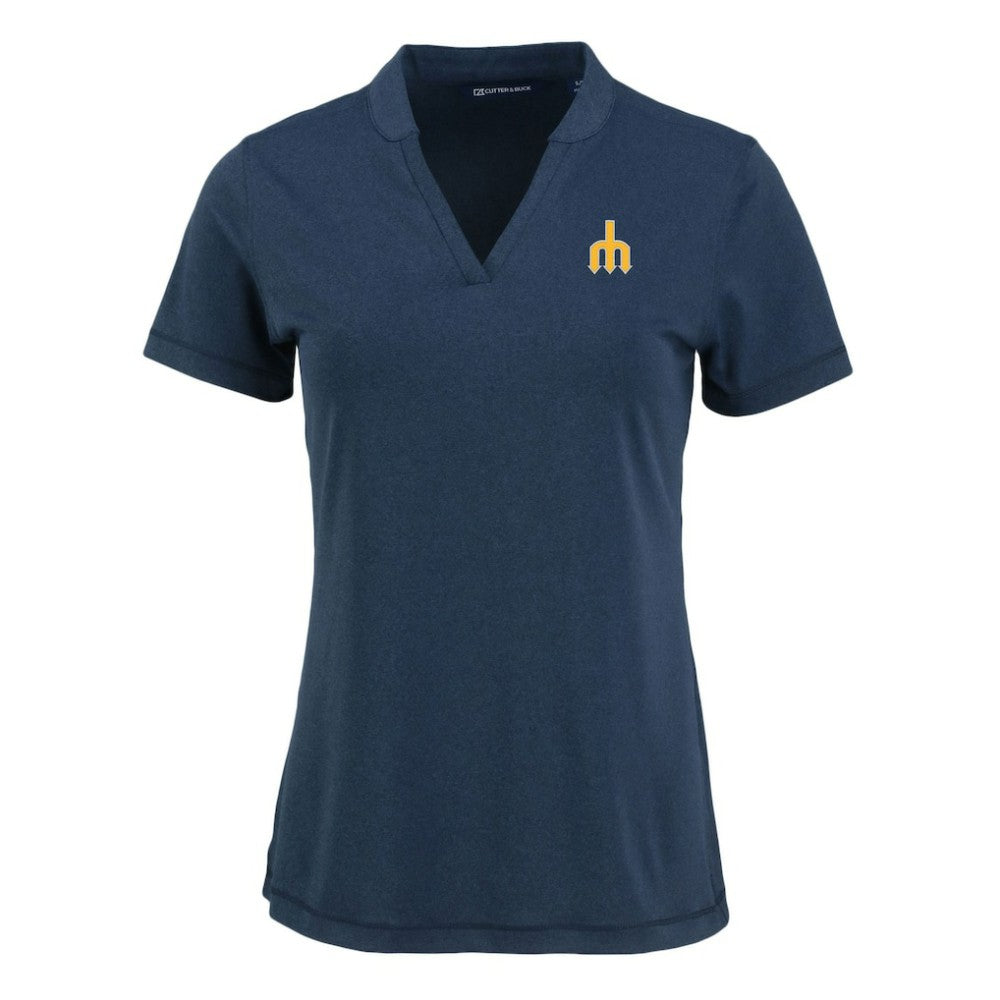 Seattle Mariners Cutter & Buck Women's Forge Stretch Blade DryTec V-Neck Polo for sale