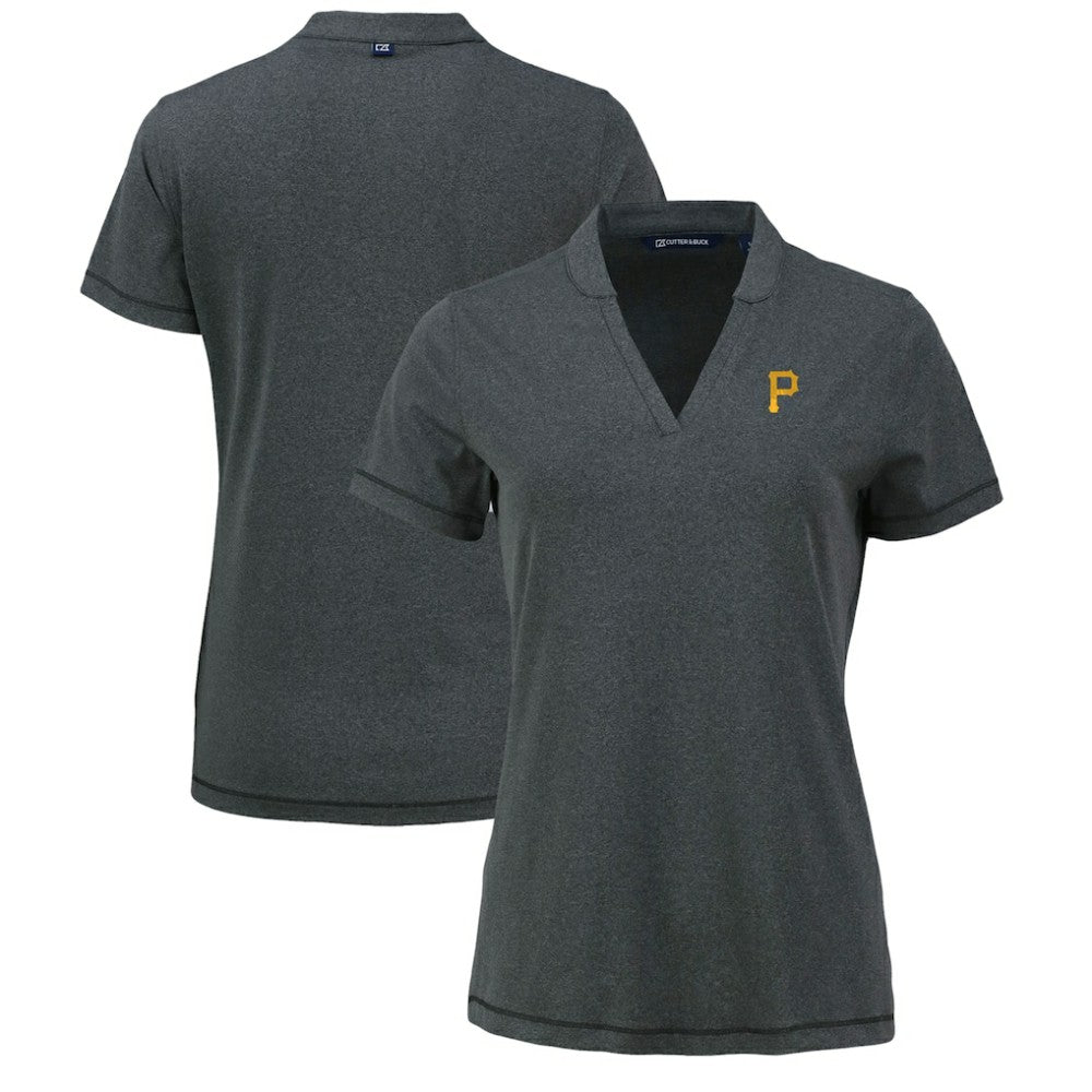 Pittsburgh Pirates Cutter & Buck Women's Forge Stretch Blade DryTec V-Neck Polo Clearance