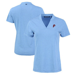 Philadelphia Phillies Cutter & Buck Women's Forge Stretch Blade DryTec V-Neck Polo On Sale