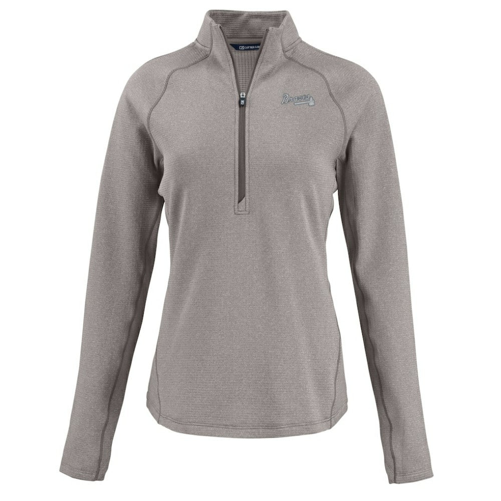 Atlanta Braves Cutter & Buck Women's Peshastin Eco Fleece Recycled Raglan Half-Zip Top Clearance