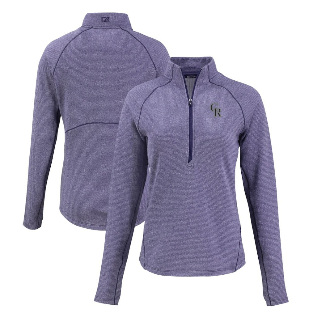 Colorado Rockies Cutter & Buck Women's Peshastin Eco Fleece Recycled Raglan Half-Zip Top On Sale