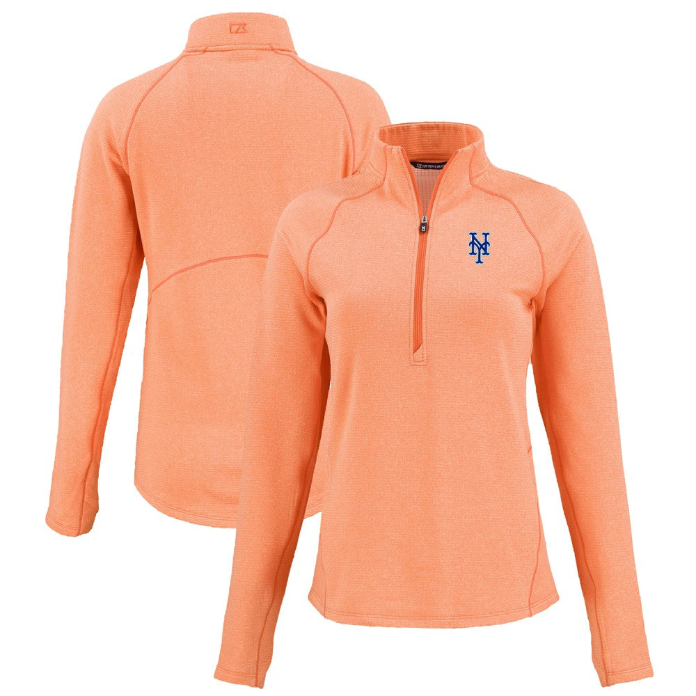 New York Mets Cutter & Buck Women's Peshastin Eco Fleece Recycled Raglan Half-Zip Top Lifestyle