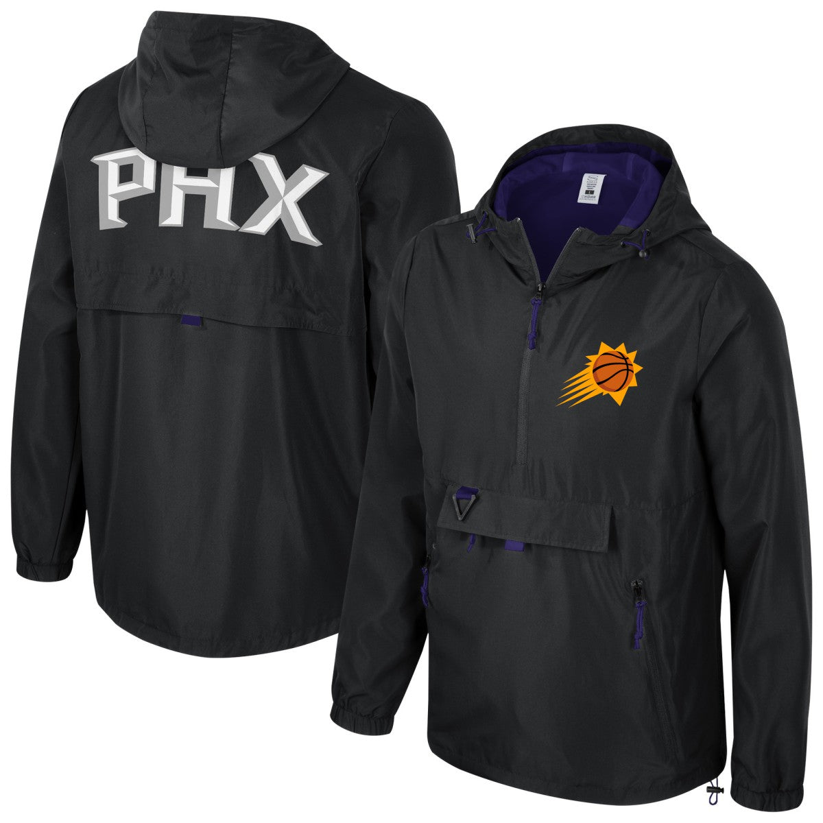 NBA - Phoenix Suns Stadium Essentials Unisex Compete Quarter-Zip Windbreaker Jacket - Black