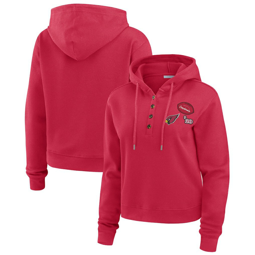 Arizona Cardinals WEAR by Erin Andrews Women's Plus Size Waffle Hoodie Pullover Top Cardinal - NFL