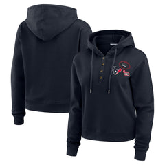 Houston Texans WEAR by Erin Andrews Women's Plus Size Waffle Hoodie Pullover Top Navy - NFL