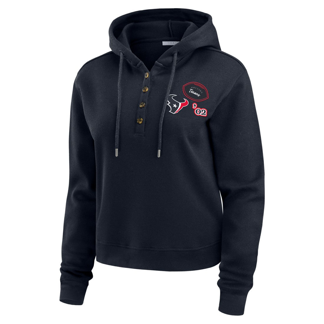 Houston Texans WEAR by Erin Andrews Women's Plus Size Waffle Hoodie Pullover Top Navy - NFL