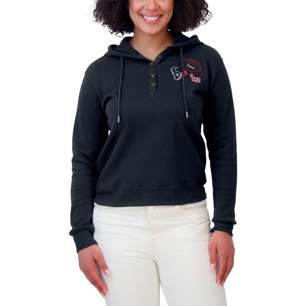 Houston Texans WEAR by Erin Andrews Women's Plus Size Waffle Hoodie Pullover Top Navy - NFL