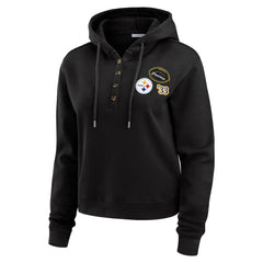 Pittsburgh Steelers WEAR by Erin Andrews Women's Plus Size Waffle Hoodie Pullover Top Black - NFL
