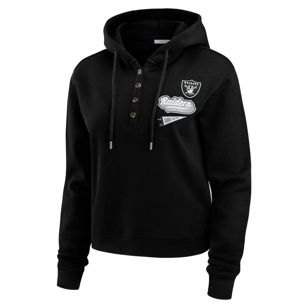 Las Vegas Raiders WEAR by Erin Andrews Women's Plus Size Waffle Hoodie Pullover Top Black - NFL